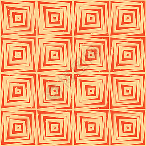 矢量无缝手绘几何线条方形瓷砖复古又脏又臭的橙色棕褐色图案打印织物创造力雕刻装饰品马赛克红色风格包装纺织品图片