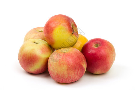 孤立的新鲜多汁红苹果和黄苹果食物饮食营养植物团体小吃果汁水果甜点农业图片