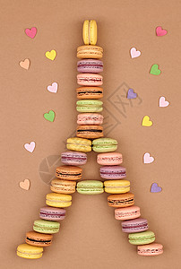 马卡龙埃菲尔铁塔法国甜多彩 心甜点饼干巧克力黄色明信片生日咖啡婚礼图片
