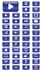 矢量多媒体按钮集监管者音乐洗牌倒带上网视频文件夹蓝牙旋钮记录图片