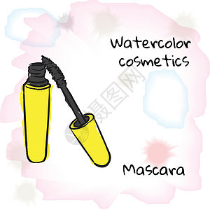 水彩色化妆品 背景模糊的水彩色面膜图片