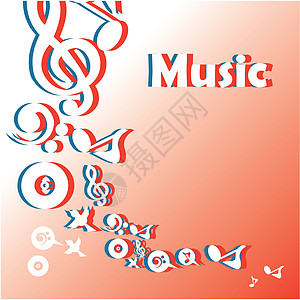 音乐海报设计带音符和鸟图标的矢量音乐注释背景设计背景