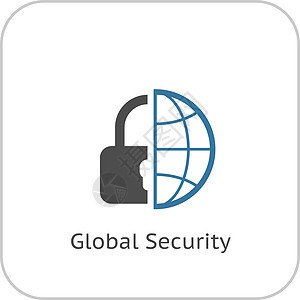 全球安全图标 平面设计球状体数据标识网络互联网技术商业插图背景图片