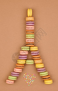 马卡龙埃菲尔铁塔法国甜多彩 心甜点饼干黄色生活咖啡生日明信片婚礼巧克力图片
