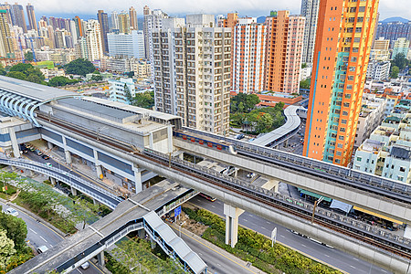 香港市中心市区和日落快车车道火车交通速度车辆日出卡车旅行街道穿越图片