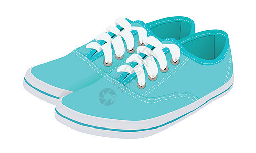 蓝跑鞋插图织物鞋带运动鞋跑步运动数字橡皮蕾丝练习图片