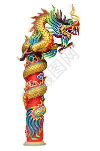 中国风格的龙雕像力量金子艺术动物雕塑信仰寺庙文化蓝色天空图片