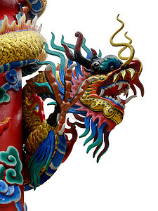 中国风格的龙雕像节日文化寺庙雕塑装饰品天空蓝色信仰力量传统图片