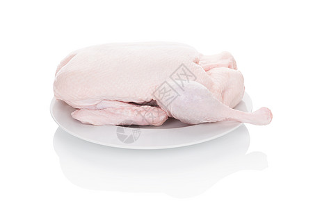 白色的新鲜生鸭子被孤立水平烹饪厨房盘子家禽美食食物肉鸡屠夫图片