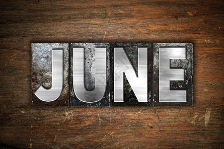 6月 金属印刷品类型打字稿凸版年度字母日历木头图片