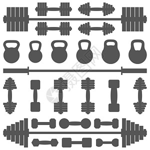 健身房的一套设备 矢量说明竞技插图指板肌肉杠铃运动身体运动员举重训练图片