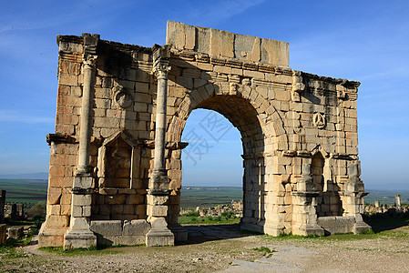 Volubilis 火山卷文化柱子废墟地标石头论坛遗产考古学建筑学历史性图片