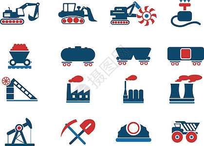 工厂和工业符号加油站炼油厂储存图标方式机器交通图标集汽油矢量图片