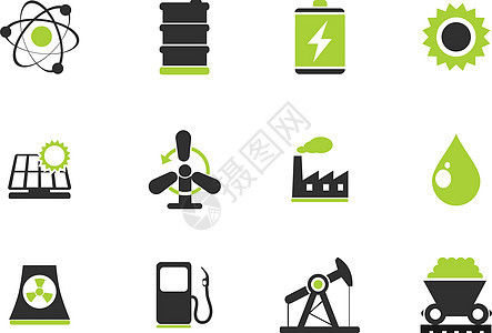 图标集能源和工业变电站高压核反应堆石油电源太阳燃料工厂油桶涡轮机图片