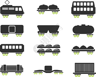 铁路货运交通图标运输火车工业铁轨绘画行李图标集计算机冰箱插图图片