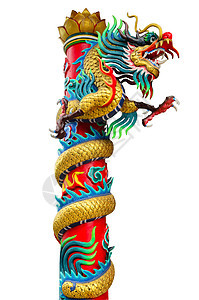 中国风格的龙雕像财富节日寺庙刺刀传统金子宗教雕塑蓝色艺术图片