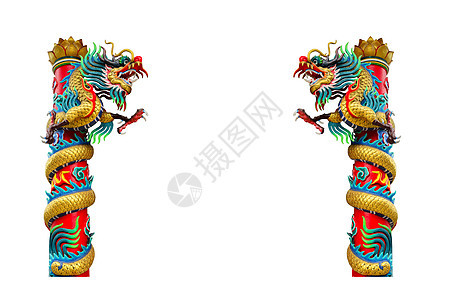 中国风格的龙雕像艺术雕塑节日财富宗教文化寺庙蓝色动物天空图片