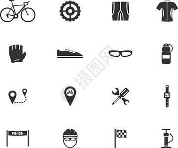 自行车简单图标有氧运动车把横幅裤子维修车轮旅游衬衫座位踏板图片