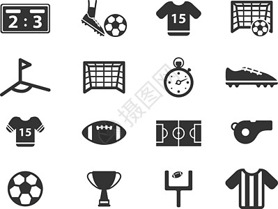 足球简单的图标场地旗帜足球鞋杯子足球场玩家比分分数裁判图片