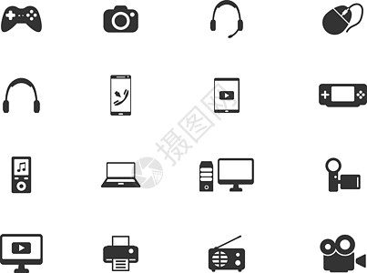 小工具简单图标手机笔记本相机来电电子游戏打印机桌面指针音乐播放器控制台图片