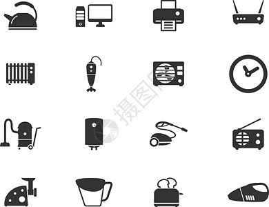 家电简单图标台灯游戏机吹风机咖啡机重量吸尘器火炉咖啡熨斗台钟图片