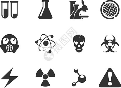 科学符号分子警告实验原子图标颅骨绘画界面物质防毒面具图片