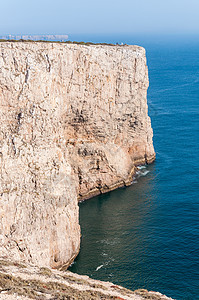葡萄牙圣文森特角克里夫海岸波浪支撑蓝色旅游地平线旅行荒野崎岖警告海洋图片