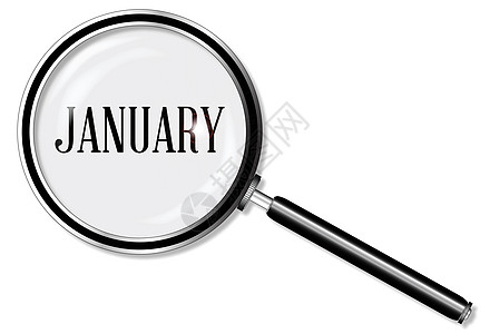 1月 放大镜检测广告艺术机构警察工作检查帮助劳动日历图片