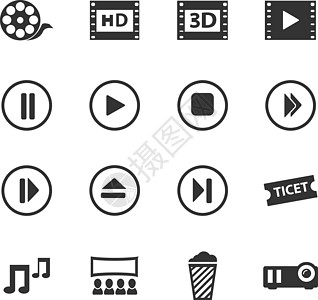 电影图标 se按钮黑色光盘录音喷射卷轴幻灯片麦克风记板插图图片