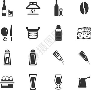 食物和厨房图标 se一杯酒啤酒杯子提取物瓶子蛋糕咖啡勺子龙虾胡椒图片