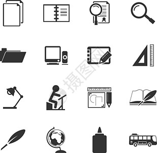 学校图标 se显微镜统治者班级插图化学老鼠计算器数学老师铅笔图片