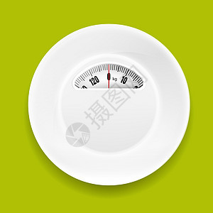 带有重量比例的白板减肥女士损失厨具平衡盘子营养餐具用餐食物图片