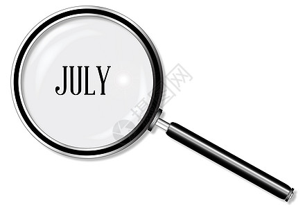 7月 放大镜检测检查艺术品工作警察机构日历广告红色帮助图片