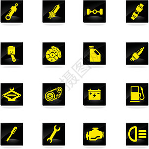 汽车服务图标网络运输标签修复油泵图标集活塞工作螺丝刀马达图片