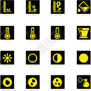 植物生长标志剪影图标标签阴影半影太阳纸板喷涂花盆计算机栽培温度图片