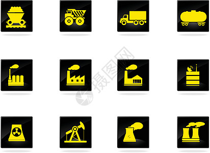 工厂和工业符号仓库储存燃煤图标集电厂汽油天然气配送输送带加油站图片