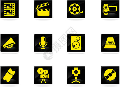 电影业偶像电影图标设计窗帘麦克风界面娱乐灯光矢量元素图片