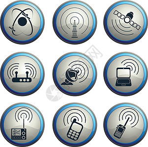 无线电信号简单矢量图标符号绘画地球通讯塔电脑插图收音机图标集电话对讲机图片