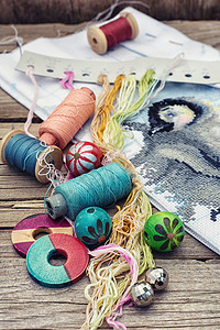 针线工作丝绸裁缝手工磁带筒管工具刺绣工艺棉布缝合图片