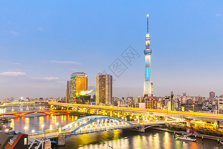 东京天树天际收音机建筑学灯塔建筑墨田电视天空播送日落图片