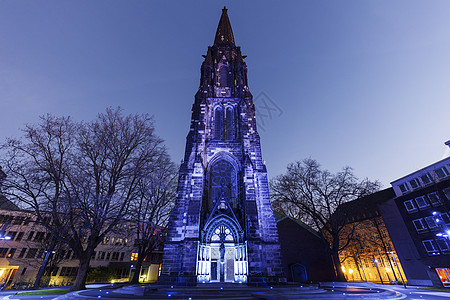 Bochum的基督教会景观街道天空建筑学宗教历史性地标教会城市市中心图片