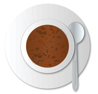 Oxtail 汽汤肉汤艺术品用餐勺子香菜牛肉餐厅绘画管道尾巴图片