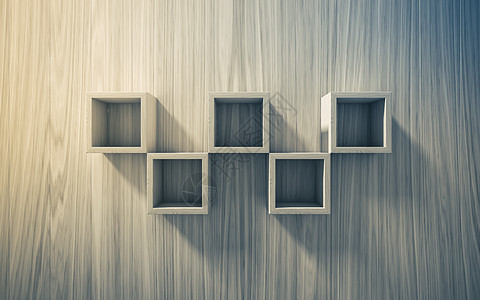 3个孤立的空架子 用于木材背景展览展示组织家具店铺投影仪书架插图市场贸易木头图片