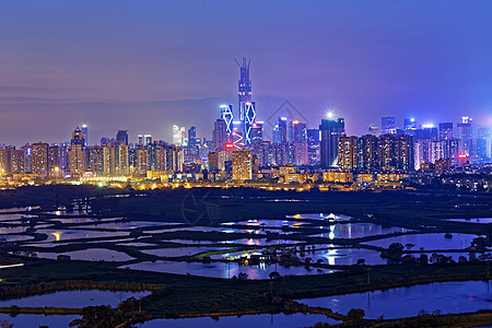 深圳之夜风景经济高楼旅行建筑全景旅游办公室观光景观图片