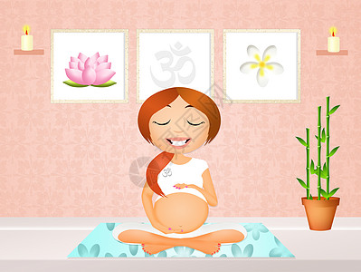 孕妇瑜伽做瑜伽的孕妇女孩脉轮冥想运动女士快乐课程微笑母亲健身房背景