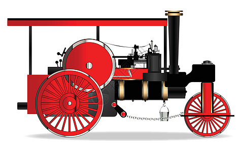旧式蒸汽机滚筒力量供电艺术品绘画牵引力引擎艺术插图压力图片