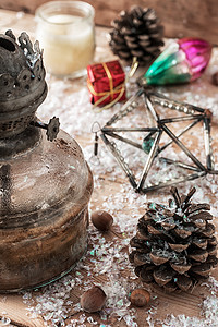 圣诞纪念卡玻璃古董灯笼魔法火焰庆典烛光季节性灯芯装饰品图片