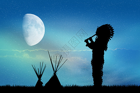 月光下美洲土著印第安印第安人图片