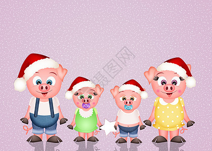 圣诞节猪猪背景图片