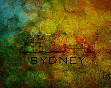 悉尼市天线(Grunge背景情况说明)图片